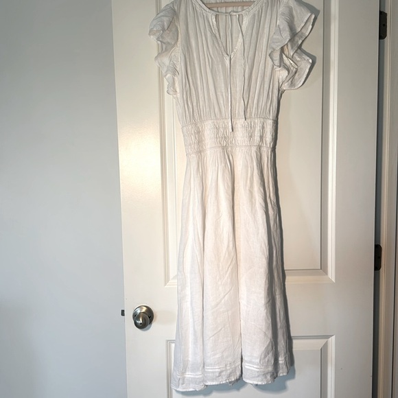 Rails lona Linen-Blend Midi Dress Women’s Size Small. White. Flutter Sle… - Picture 5 of 8